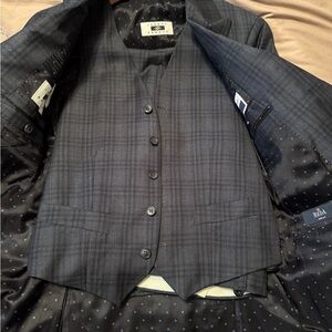 Gray Plaid Vest with Button Closure